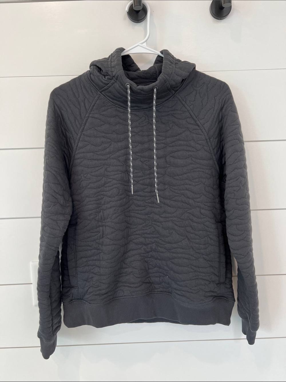 Women’s Columbia Quilted Drawstring Funnel Neck Hooded Sweatshirt - Charcoal